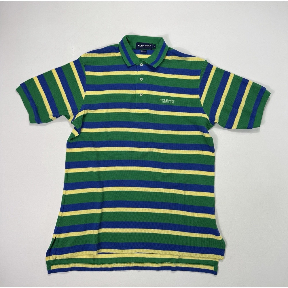Polo Golf Ralph Lauren Men Medium Firestone Country Club Striped Polo Shirt VTG